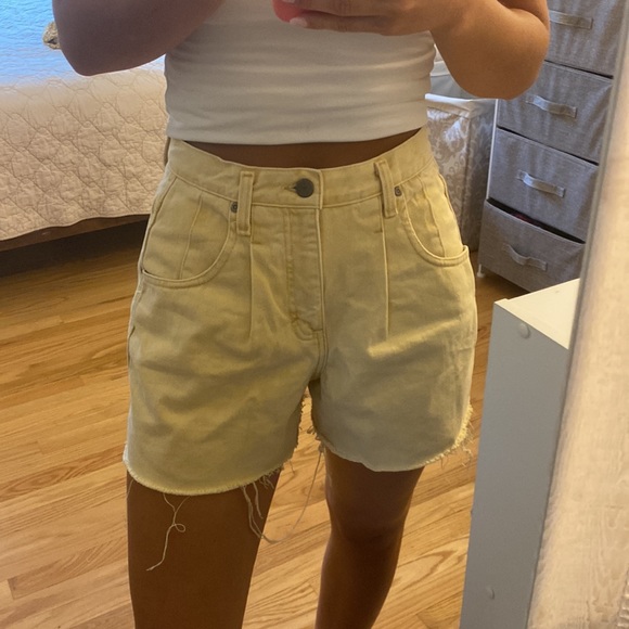 Yellow Denim Jean Shorts - Picture 4 of 5